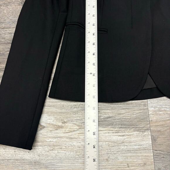 Theory Black Womens 0‎ Lined Notch Lapel Formal Business Cropped Wool Blazer USA - Picture 9 of 13